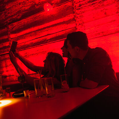 Friends taking a selfie at the festival